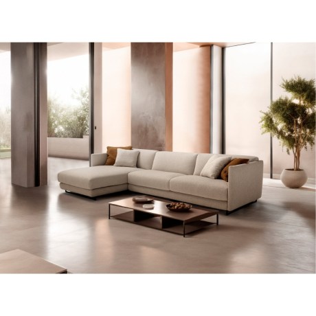 Γωνιακός καναπές κρεβάτι Costa Franco Ferri με ανάκλινδρο σε μοντέρνο σαλόνι.