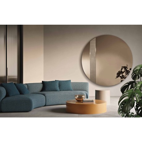Στρογγυλός καθρέφτης Shine Bronze με πλευρικό mesh effect OIKADE