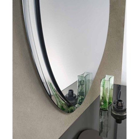 Λεπτομέρεια ημι-πλαισίου fused glass σε φυσικό (clear) ιταλικό καθρέφτη Acai.