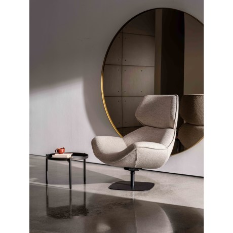 Alisia armchair with headrest fabric beige swivel
