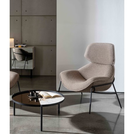 Alisia high armchair with headrest fixed metal base