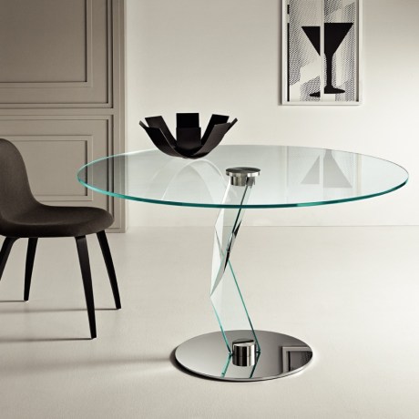 Γυάλινη ροτόντα Bakkarat Tonelli Design με διάφανη επιφάνεια και chrome βάση.