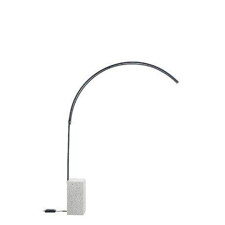 Biblio-Ondaluce-led-floor-lamp-ceppo-di-gre-marble-base-black-curved-structure