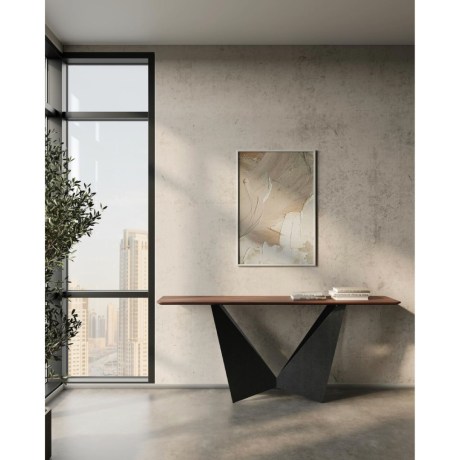 Bowtie Console | Modern Minimal design | Metal base | Ceramic or Wood