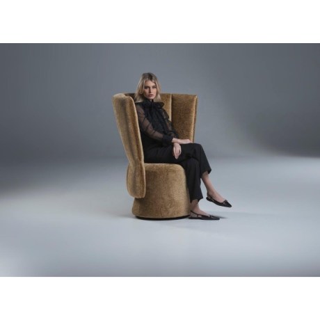 Calia Italia's Swivel Armchair model Vivi Designes by Vitttorio Lenoci with Brown Gold fabric