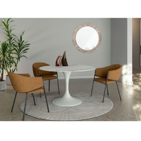 Side Table | Round | White ceramic | Modern | White base