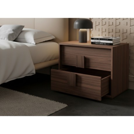 Κομοδίνο Double | Ξύλο καρυδιάς, 2 συρτάρια soft-close | Ξύλινο πόμολο