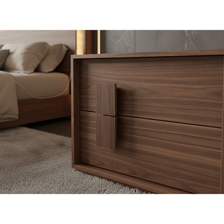 Δύο συρτάρια κομοδίνου Double | Ξύλινο πόμολο καρυδιάς, μοντέρνο design | Ποιότητα και λεπτομέρεια