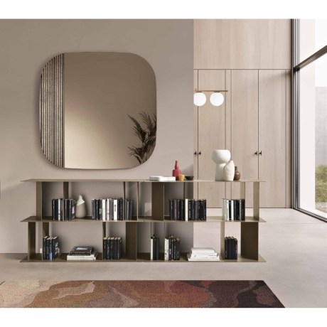 Ιταλικός καθρέφτης τοίχου Eris bronze με ριγέ γυαλί OIKADE