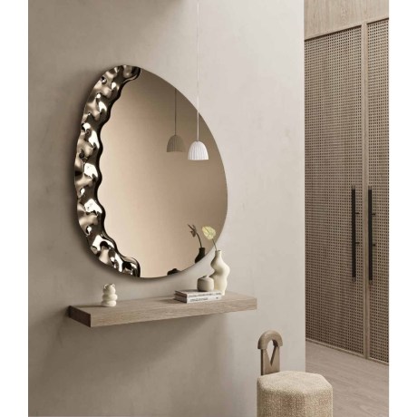 Λεπτομέρεια ανάγλυφου cast glass καθρέφτη Fuji OIKADE