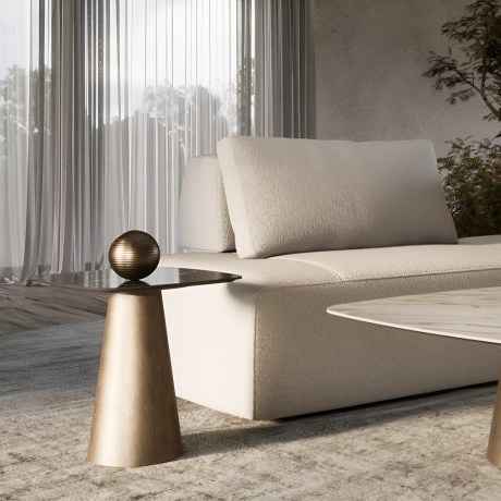 Gem Side Table | Conical bronze base | Ceramic top | Luxury design
