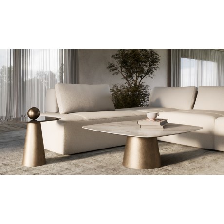 Gem Side Table | Square | Calacatta Ceramic | Metal base