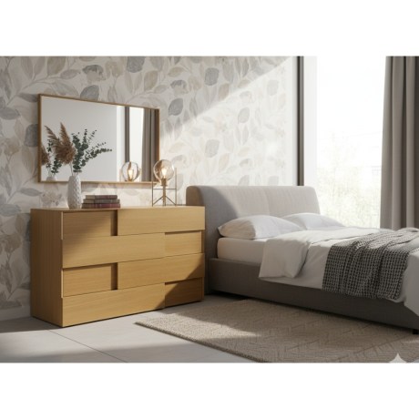 Gio 124 Τουαλέτα δρυς, 3D σχέδιο, ξύλινο πόμολο, κρεβατοκάμαρα