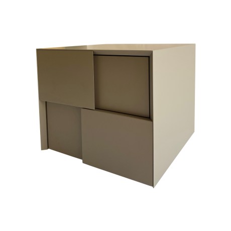 Gio Κομοδίνο λάκα λευκή, 3D συρτάρια, μινιμαλ, 2 συρτάρια