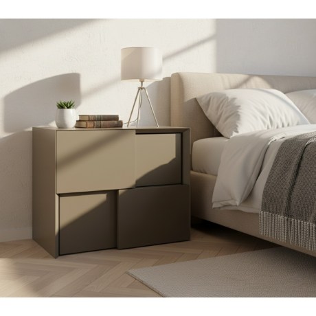 Gio Nightstand, modern, low profile, geometric drawers, wood finish
