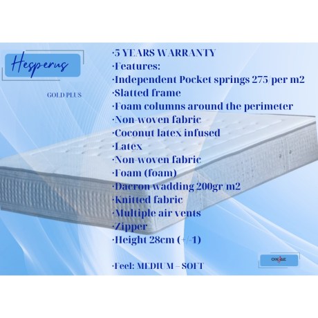 Gold Plus Anatomic Mattress Technical Specification