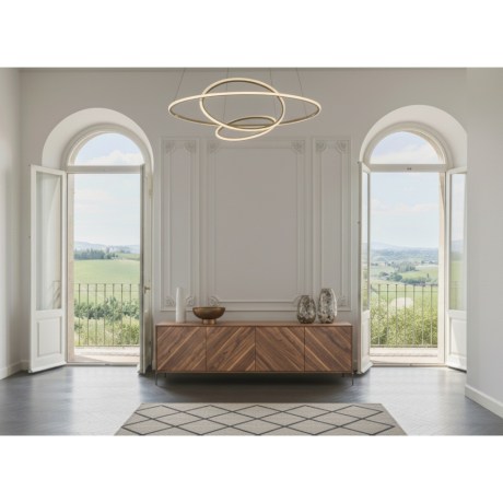 Μπουφές GRACE Καρυδιά Ψαροκόκαλο Μαύρο Χρώμιο Luxury