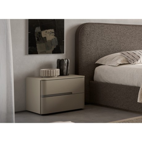 Κομοδίνο Opale Santa Lucia, Ιταλικό, Καμπυλωτό, Λάκα, 2 συρτάρια, Σύγχρονη κρεβατοκάμαρα