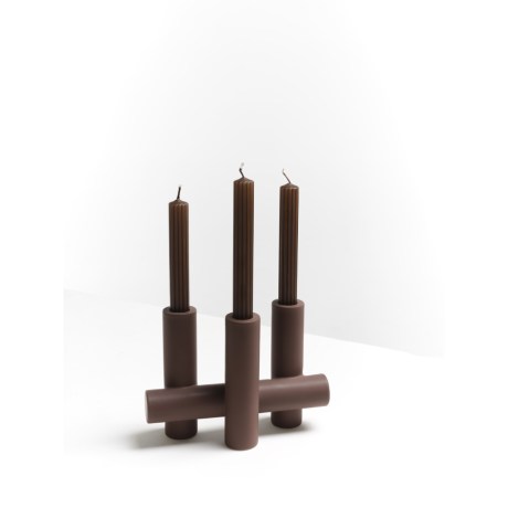 Centrico candlestick and vase set in white and rusty brown ceramic. Minottiitalia design.