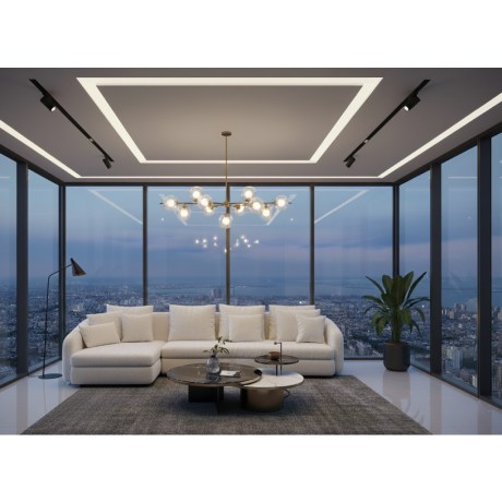 Γωνιακός Καναπές JAMES Λευκό Bucle Καμπυλωτό Σχήμα Luxury Σαλόνι