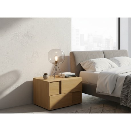 Κομοδίνο Gio δρυς, πρόσοψη 3D, φυσικό ξύλινο πόμολο, μοντέρνο