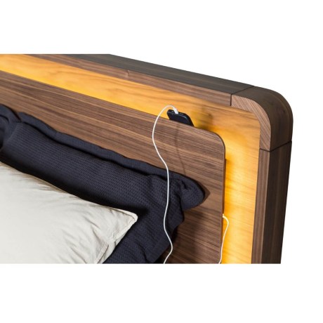 Wooden bed Double with usb charging option and led light