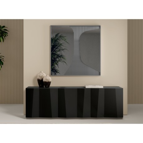 Μοντέρνος χαμηλός μπουφές Kunta 15.91 της Bontempi Casa σε ματ black λακαρισμένο ξύλο με 3 πόρτες.