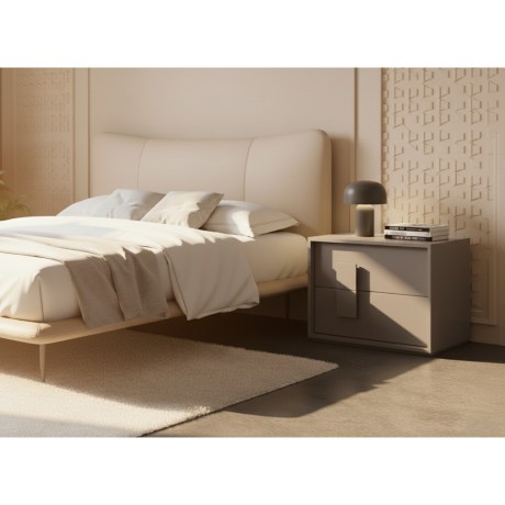 Κομοδίνο Double σε λάκα | Μοντέρνο design, 2 συρτάρια soft-close | Χωρίς πόδια