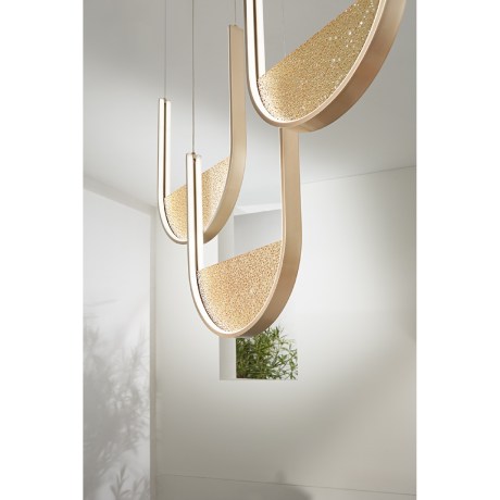 Lotus-Gold-metal-amber-glass-led-pendant-light