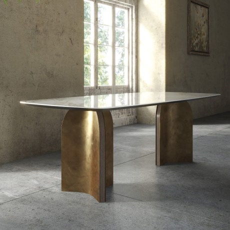 Met Rectangular Table | Extendable | Metal Patina base | Dining Room