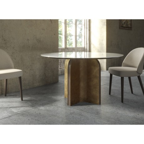 Met Fixed Round Table | Bronze metal base | Ceramic top | Dining Room