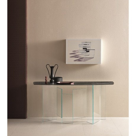 Metropolis Console Transparent Glass Ceramic Noir Desir Contemporary