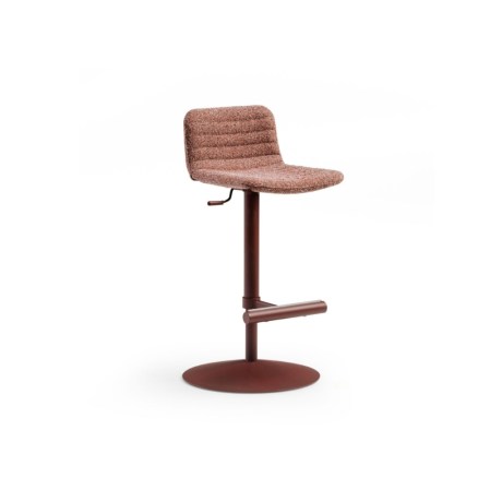 Swivel gas-lift stool Midj Cover.1 SG TS upholstered in a textured terracotta-brown fabric shell