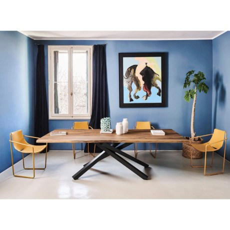 Τραπέζι Pechino Midj μασίφ, επιφάνεια από φυσικό ξύλο, ιταλικό design.