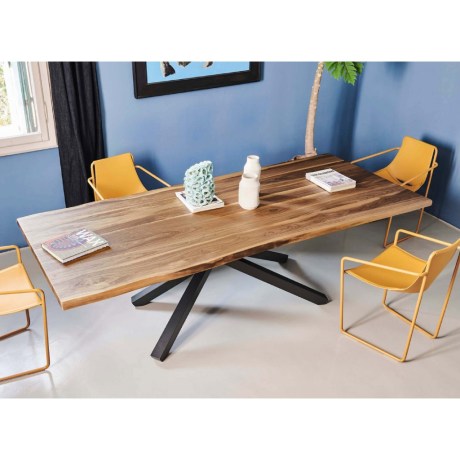 Τραπέζι Pechino μασίφ και δερμάτινη καρέκλα Apelle Midj.