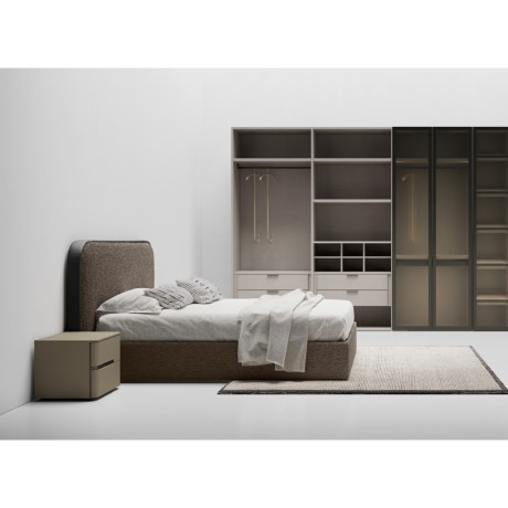 Κομοδίνο Opale, Διακόσμηση κρεβατοκάμαρας, 2 συρτάρια, Ενσωματωμένη λαβή, Ιταλικό έπιπλο