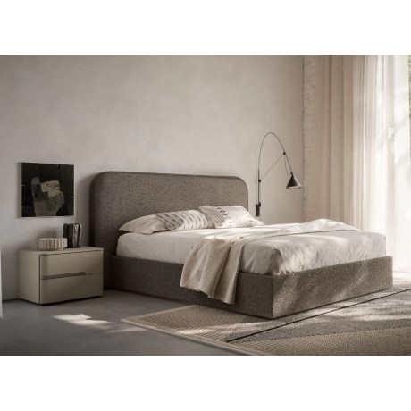 Κρεβατοκάμαρα Opale, Κομοδίνο 2 συρταριών, Στρογγυλεμένο κεφαλάρι, Santa Lucia Mobili, Soft Design