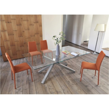 Τραπέζι Pechino με γυάλινη επιφάνεια, τραπεζαρία Midj, κρύσταλλο.