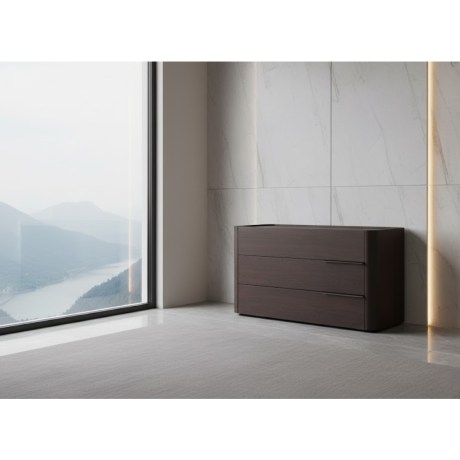 Συρταριέρα Sense 124, μαύρος καπλαμάς, καμπύλες, industrial, μεταλλικό πόμολο