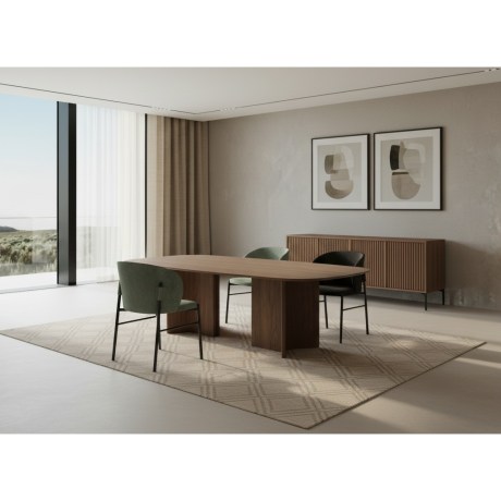 SHADOW 001 Oval Wood Table Walnut with Supernova chair