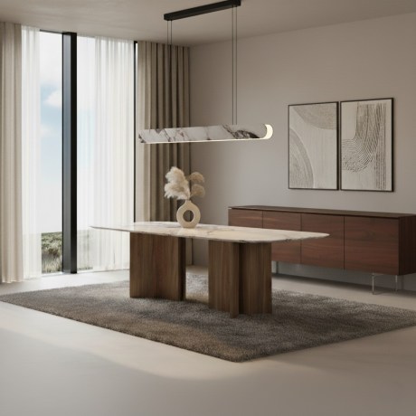 Modern Ceramic Dining Table Shadow D Cer Walnut Base