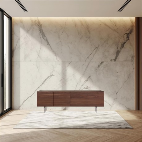 Grain Plex 002 Buffet | Walnut finish | 4 doors | Plexi Glass legs