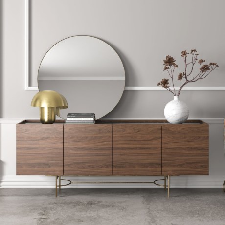 Kesil sideboard luxury design with ceramic top and brushed metal base