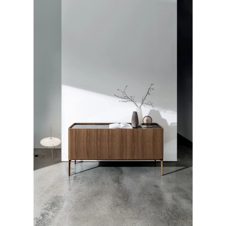 Madia Slim Sovet Italia in Noce Canaletto and aluminio basamento oro finitura