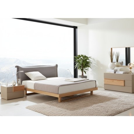 Σετ υπνοδωματίου Solid, κομοδίνο και συρταριέρα, λάκα και μασίφ ξύλο