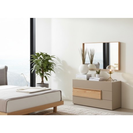 Τουαλέτα Solid 3 συρτάρια, λάκα, πόμολο μασίφ ξύλο, 66 εκ. ύψος