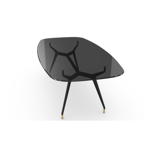 Arkos Shaped 01 οβάλ τραπέζι με μαύρο γυαλί