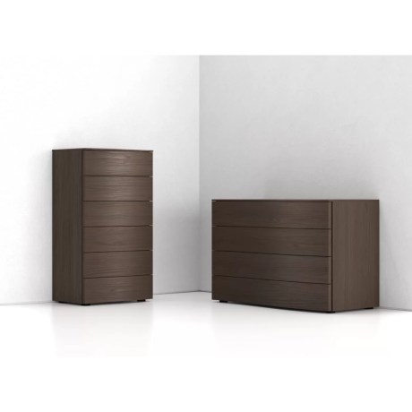 pot bedroom set by Santa Lucia: 4-drawer low dresser and 6-drawer high chest with single-direction 3D wave design.