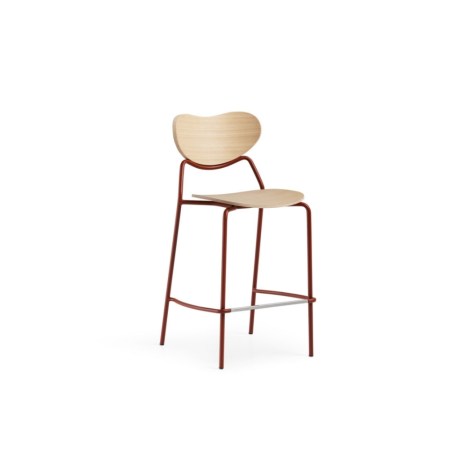 Side profile of the Vida LG bar stool by Midj with a reddish-brown metal frame