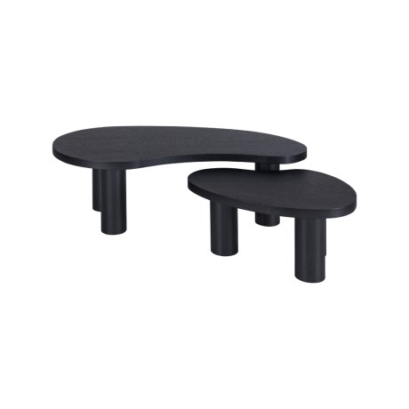 WAVE Coffee Table Set (2 pcs) in Black Veneer – Curved Design